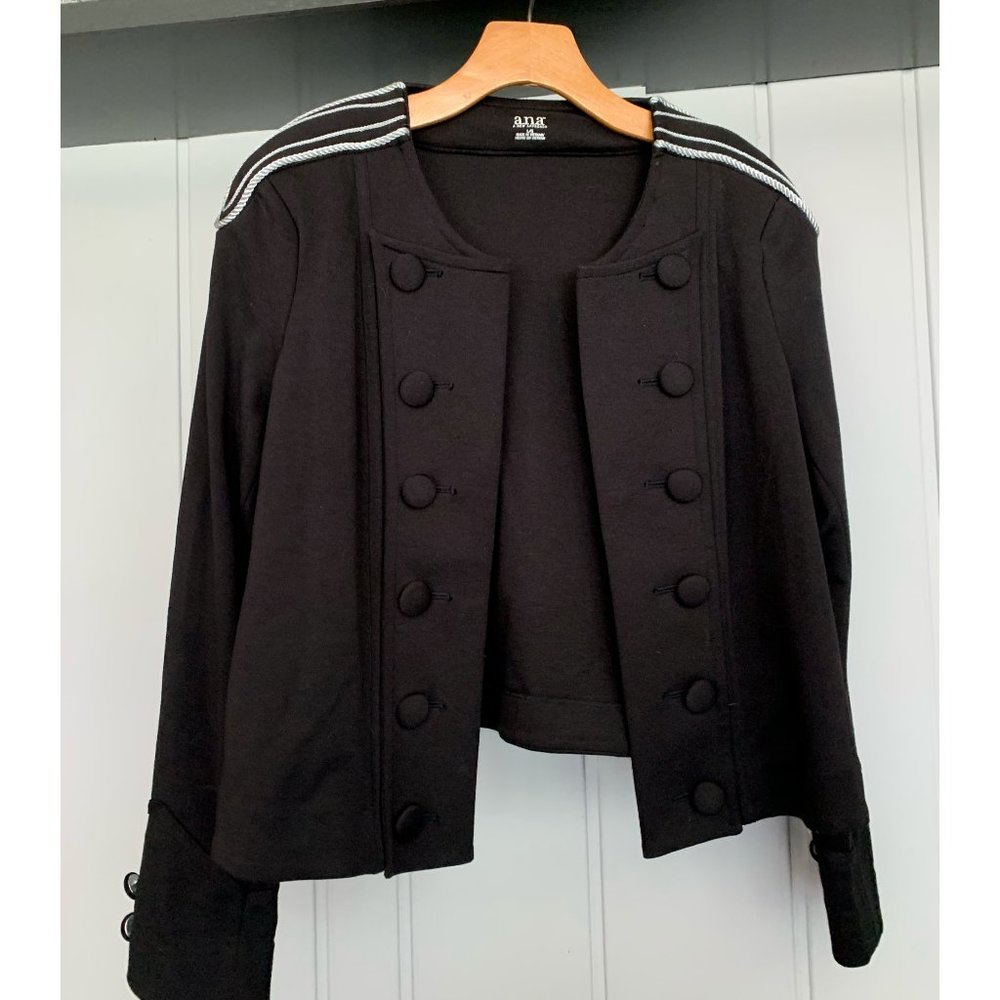 Black blazer with silver epaulette piping
